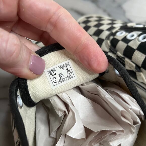 Vans Old Skool | Black White Checkerboard Skateboard Shoes M Sz 6 W Sz 7.5 - Picture 5 of 8